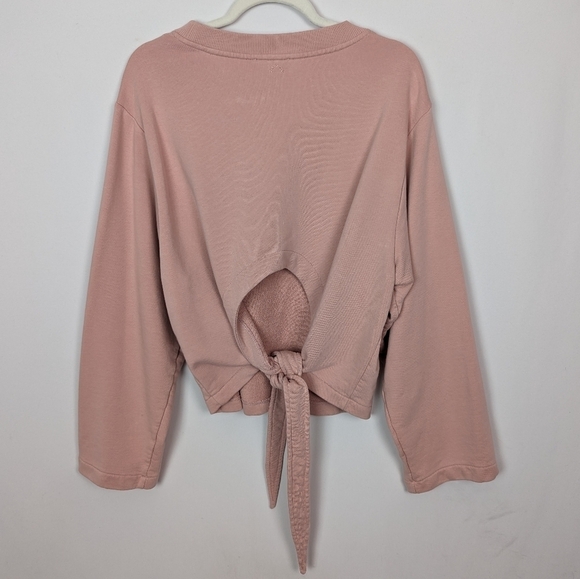 VARLEY L Light Pink Weymouth Tie Open Back Crewneck Pullover Sweater Terry Knit - Picture 7 of 16